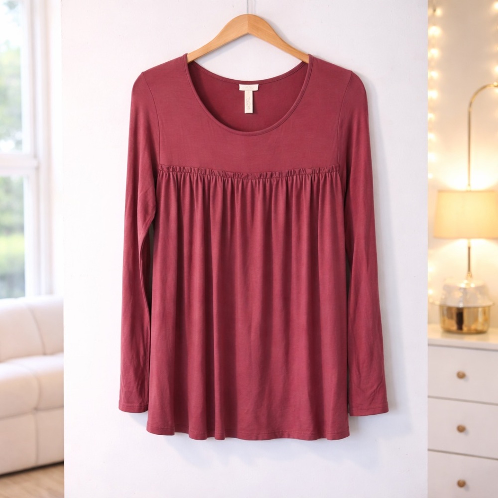 ✨ Matilda Jane Berry Rose Babydoll Long Sleeve Flowy Top Size S